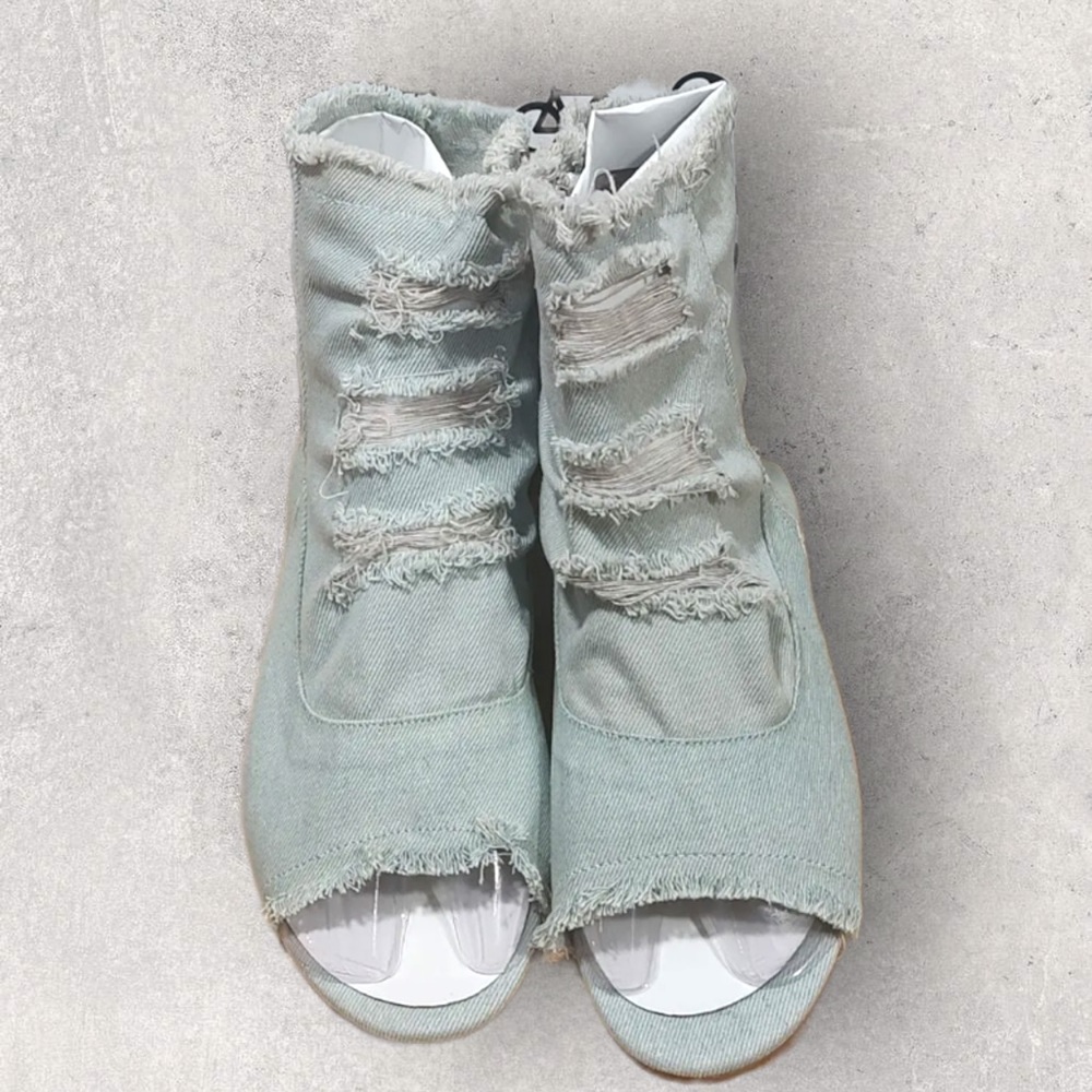 Bamboo Shoes Size 8.5 Womens Open Toe Denim Jean Sandals